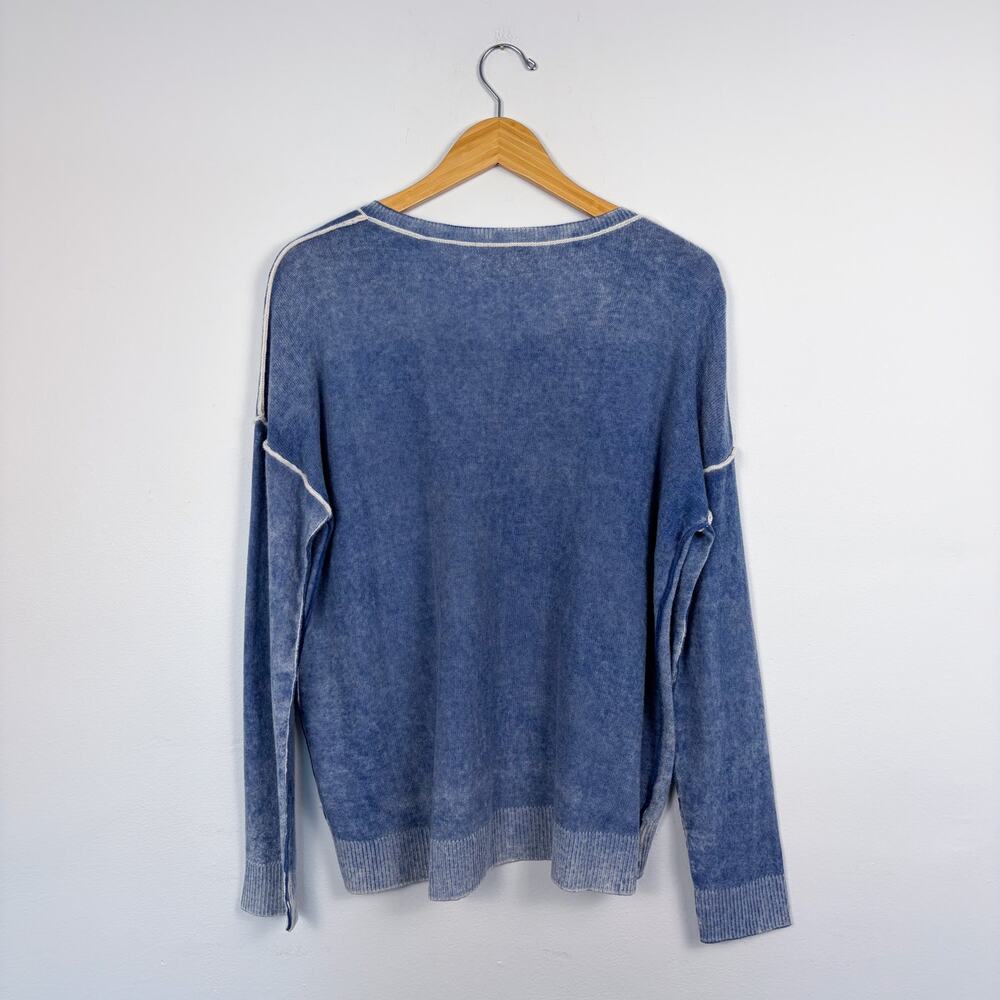 Kinross Cashmere V-Neck Sweater Blue Large - Picture 5 of 5